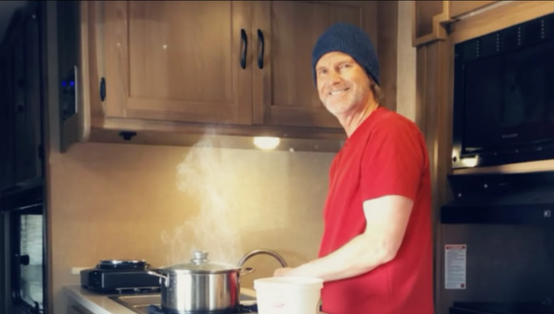 Notty's Chris working on his portable pasta idea